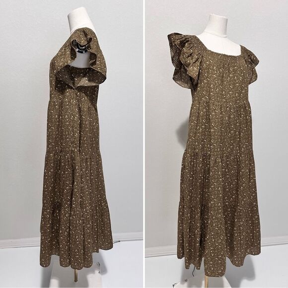 Madewell Brown Floral Midi Dress - Picture 4 of 12